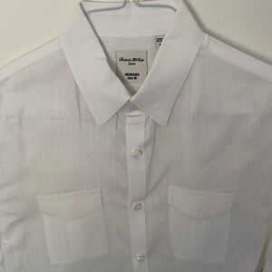 Men's- Baird McNutt Linen White Shirt- Murano Slim Fit- Size medium